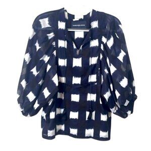 Samantha Sung Black Anastasia Linen Blouse size 4